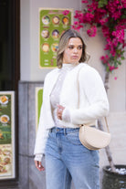 soft cropped fur white jacket
