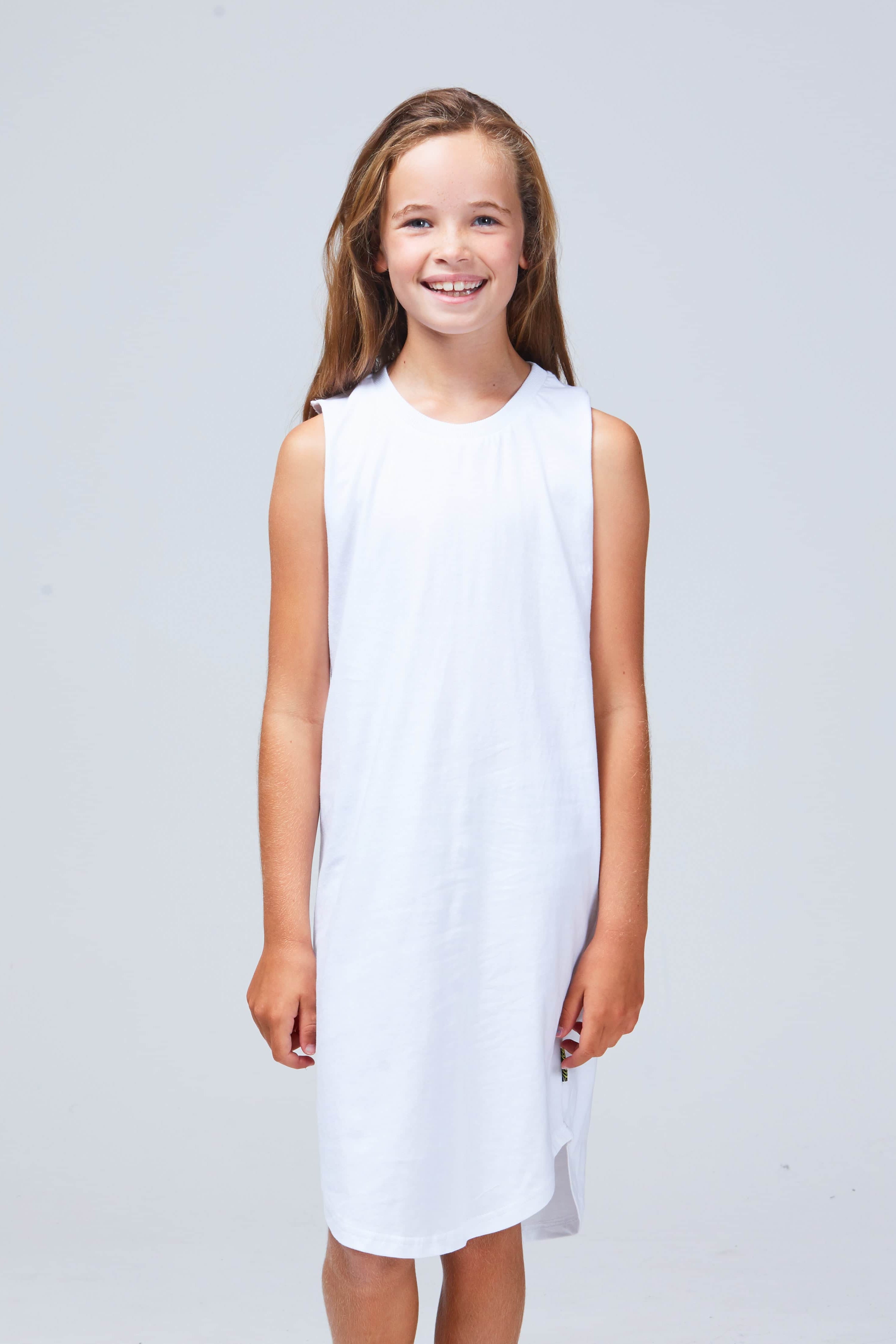 girls singlet dress white