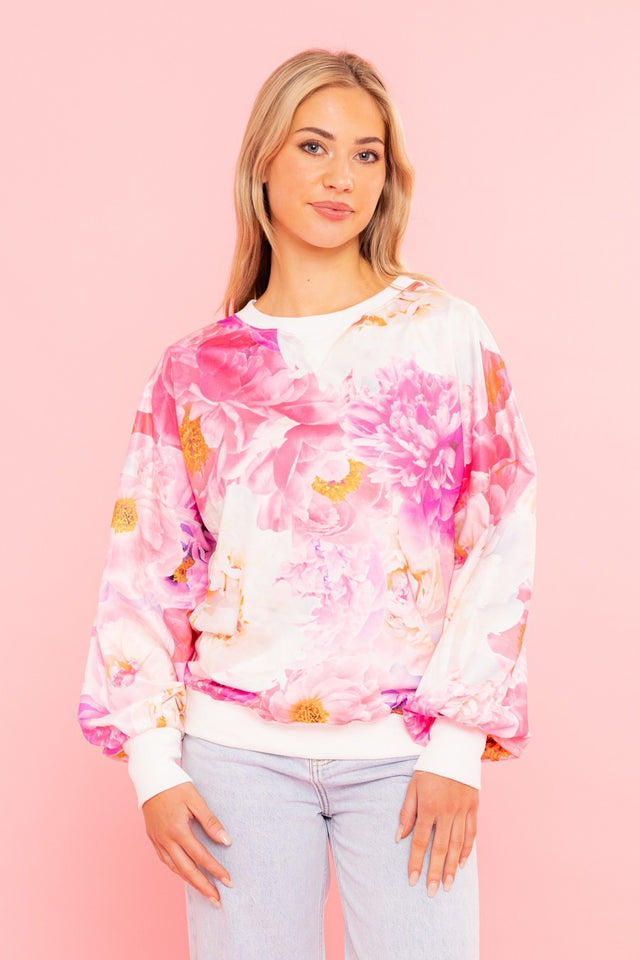cream floral based sweatshirt