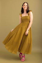 khaki textured maxi dress 