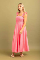 watermelon pink maxi dress