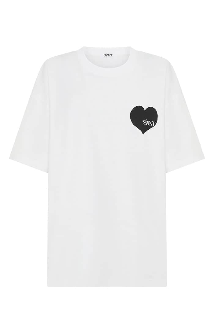 SSAINT Heart Tee Black White