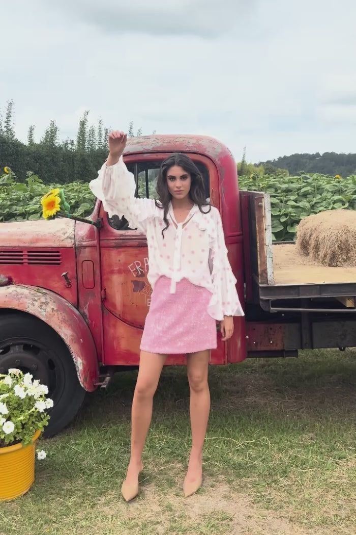 tweed sequin pink skirt