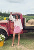 tweed sequin pink skirt