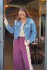 burgundy pant with cream woven side strip