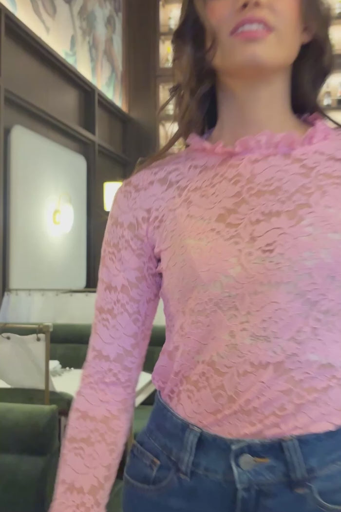 pink lace top