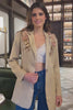 tan blazer with floral applique