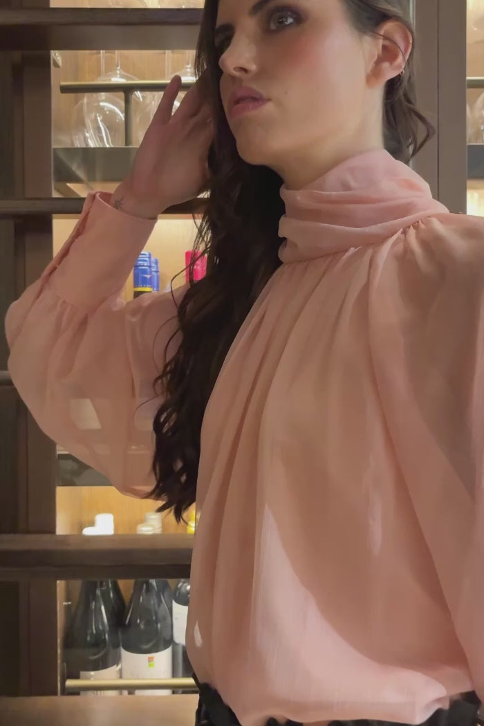 peach blouse