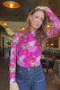 pink floral mesh top