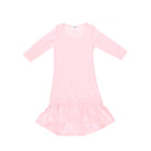 long sleeve frill hem kids dress pink