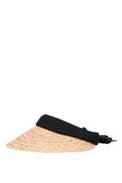 woven tan visor with black trim