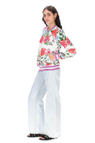 White floral bomber jacket 