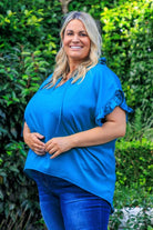 Plus Size V Neck Top Teal