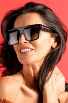 oversized flat top square sunglasses in black