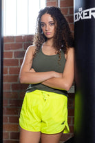 fluro yellow running shorts