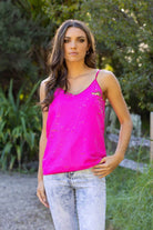 Sequin Singlet Fluro Pink