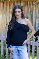 One Shoulder Top Black