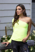 One Shoulder Top Fluro Yellow
