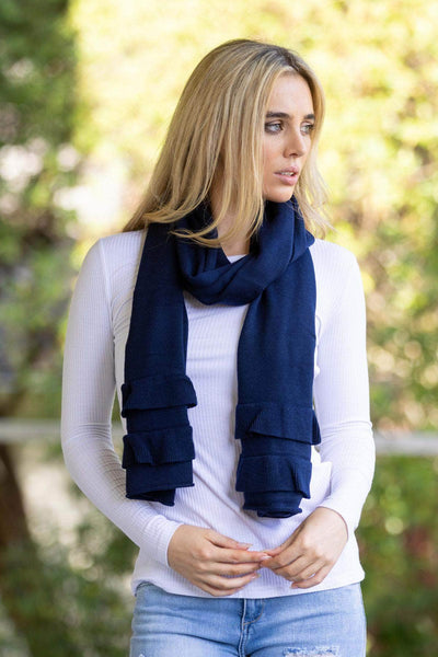 Ruffle Scarf Navy – Augustine