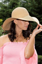 Womens Tan woven summer hat