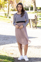  Long Sleeve Midi Dress Beige