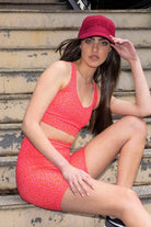 Play Off Crop Bra Dark Pink Leopard Print