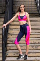 Invision 3/4 Legging Navy Pink Red Panels