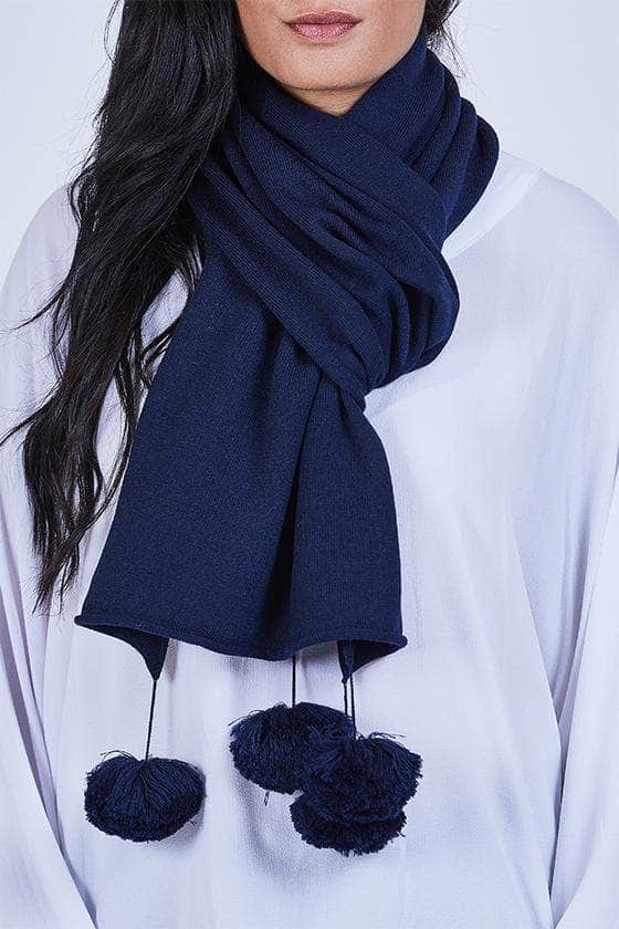 Buy Pom Scarf Navy by Pretty Basic online - Augustine
