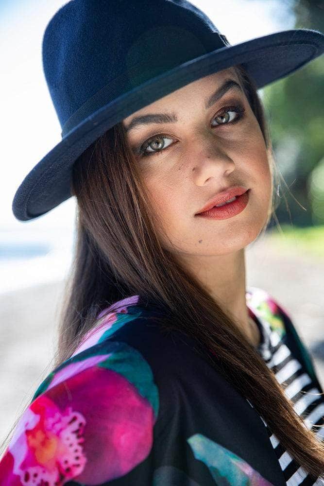 navy wool fedora hat