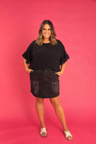 Denim Skirt Distressed Black