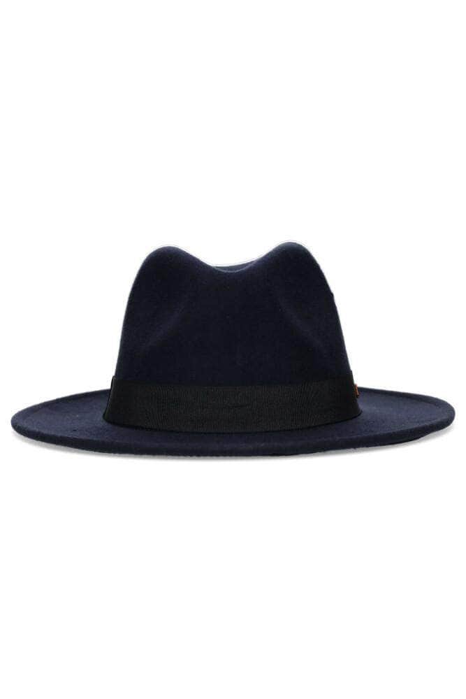 navy wool fedora hat