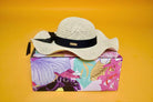 womens cream summer hat with black bow