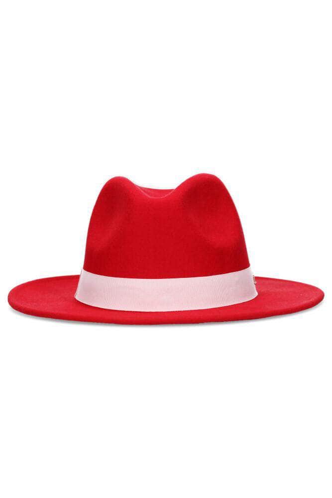 red wool fedora hat