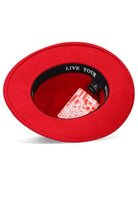 red wool fedora hat