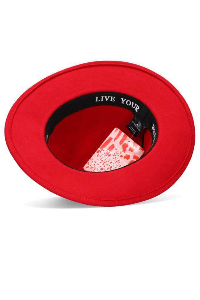 red wool fedora hat