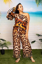 brown animal print pant