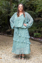 blue green leopard maxi skirt plus size