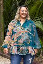 teal paisley top plus size