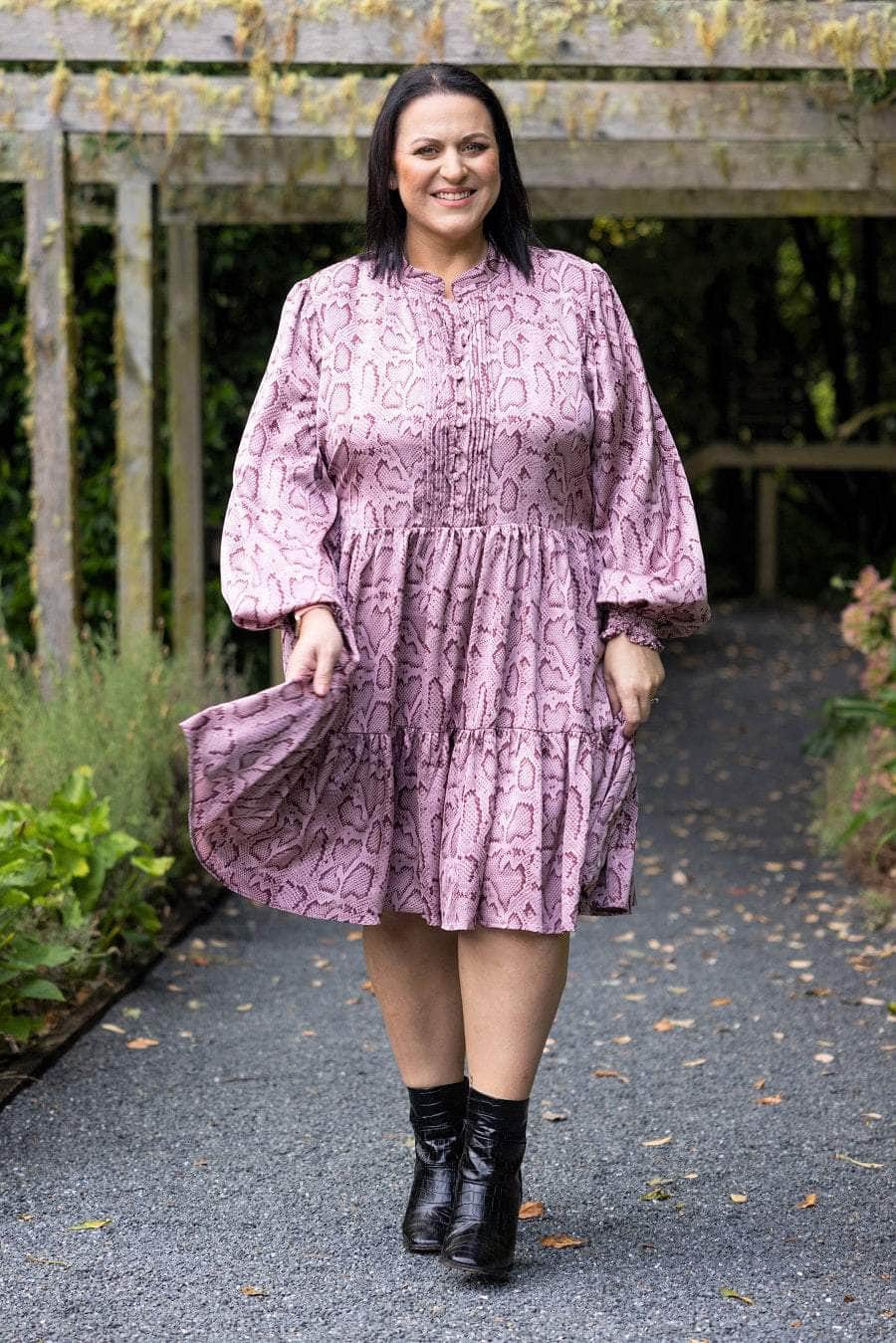 pink snake print mini dress plus size