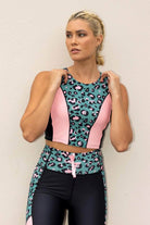 teal leopard crop top