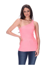 One Shoulder Singlet Fluro Pink