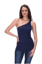 One Shoulder Singlet Navy