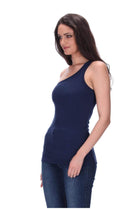 One Shoulder Singlet Navy