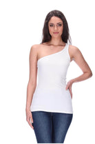 One Shoulder Singlet White