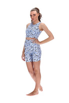 Gratitude Crop Top Light Blue Leopard Print