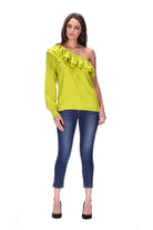 One Shoulder Top Lime
