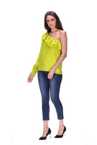 One Shoulder Top Lime
