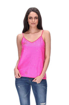 Sequin Singlet Fluro Pink
