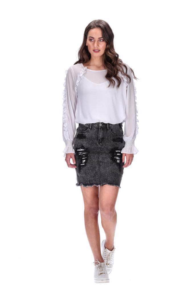 Kenzie Black Denim Skirt – Augustine