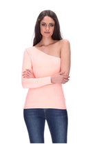 One Shoulder Top Peach